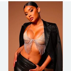 Silver embellished top FASHION NOVA